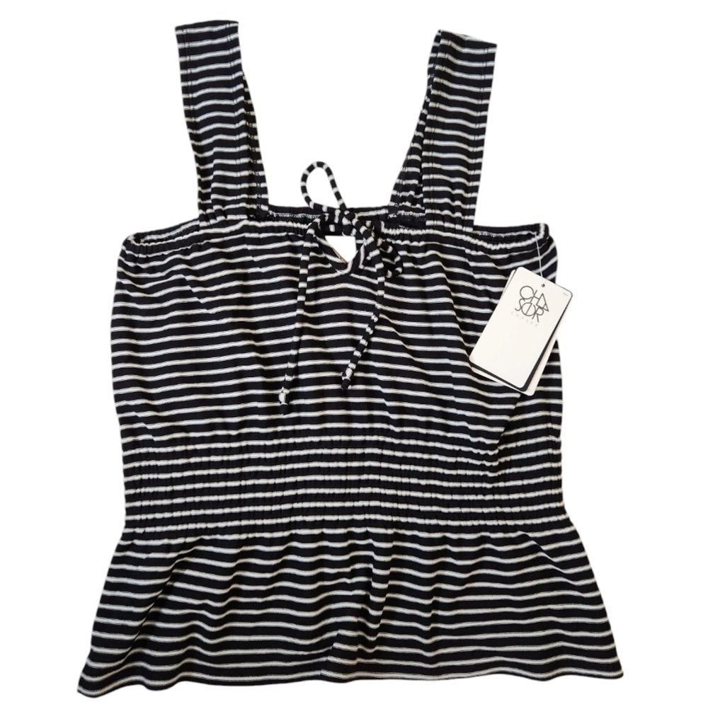 Chaser Black White Striped Knit Tank Size L